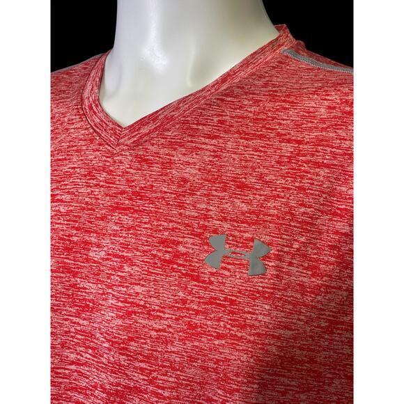 Under Armour Heat Gear Red V-Neck Loose Fit Shirt Men's Size Large - Picture 5 of 8